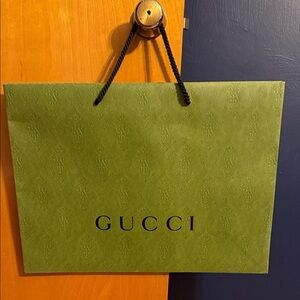 Gucci Green Shopping Bag with Black Handles